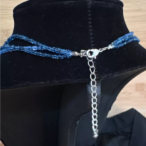 Kenneth Cole multi strand blue bead necklace with watercolor ombre pendant - Picture 5 of 7